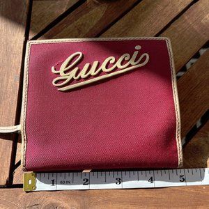 GUCCI Rubber Logo Canvas Leather Bi-Fold Wallet